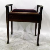 Edwardian box seat piano stool