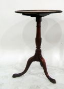 19th century oak circular tilt-top pedestal table on tripod supports, 52cm diameter