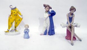 Three Nao porcelain models and a harlequin from the Goebel Archive Collection, limited edition, 25cm