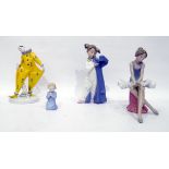 Three Nao porcelain models and a harlequin from the Goebel Archive Collection, limited edition, 25cm