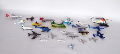 Quantity of diecast planes, helicopters, etc, Novelty Corgi Olive Oyl toy, etc (1 box)