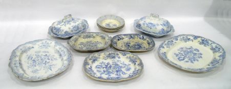 19th century pottery dinnerware and 'Chinese' pattern soup bowls