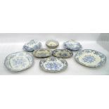 19th century pottery dinnerware and 'Chinese' pattern soup bowls