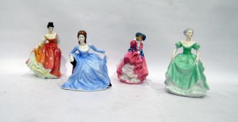 Two Royal Doulton porcelain figures, 'Top O The Hill' and 'Fair Lady' (coral pink) and two