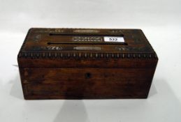 Mother of peal inlaid Rosewood letter box with "answered" and "unanswered" inlaid on the lid, two