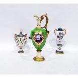 19th century Royal Crown Derby porcelain pedestal two-handled jar and cover, spirally wrythen