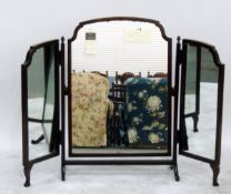 Three-fold mahogany framed dressing table mirror