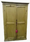 Old pine two-door kitchen cupboard, 126cm wide