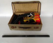 Hornby locomotive and tender, carriage, platform accessories, track, etc together with die cast