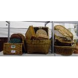 Large woven basket, bentwood trug and other baskets