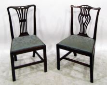 Pair of 19th century mahogany framed chairs with pierced splats and another early 19th century