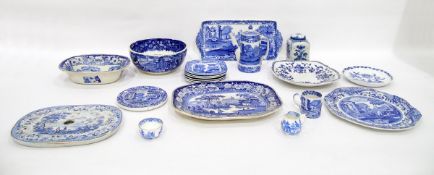 Quantity of 19th century blue and white pottery