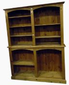Pine double-section bookcase