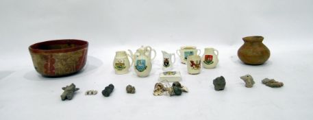 Quantity of stone artifacts to include terracotta pot, etc and a quantity of crestedware china