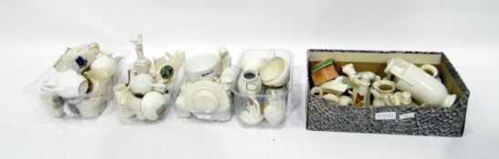 Large quantity of Goss and other crested china items including tank, lighthouse and naval ship