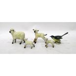 Beswick sheep and lambs and a grey wagtail