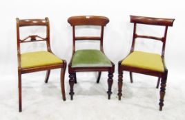 Pair of Regency style mahogany standard chairs and a Victorian mahogany bar back chair with