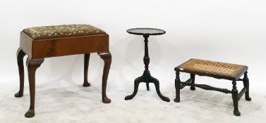 Late 19th/early 20th century upholstered mahogany stool, with petit point needlework padded seat