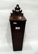 Victorian mahogany candle box with carved detail, 45 cms