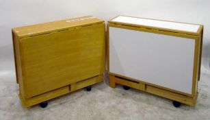 Two modern beech fall-flap tables (2)