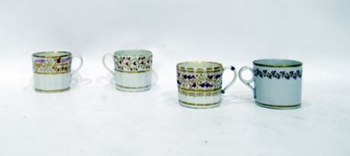 Collection of four 18th century porcelain coffee cans including three panelled design, each with