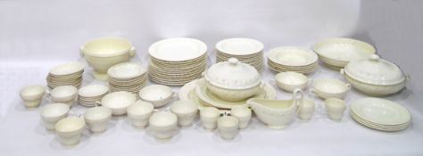 Quantity of late Victorian Wedgwood embossed Queensware dinner service comprising graduated