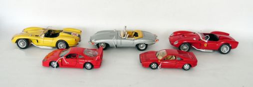 Quantity of Burago scale model sports cars including Ferrari 250 Testarossa, etc (5)