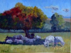 Oil painting Bluebell Wood Rosemary Frost Oil painting Sheep under tree (2)