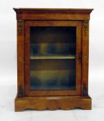 Edwardian inlaid walnut dwarf side display cabinet, having gilt metal mounts, shaped plinth base,