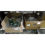 Quantity of assorted glass including wines, cut glass, goblets, etc (2 boxes)