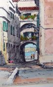 Print "The Shepherdess"  Colour print "Mahon, Menorca"  Print Large school building (3)