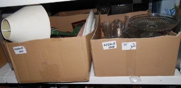 Quantity glass, ceramics and other items (2 boxes)