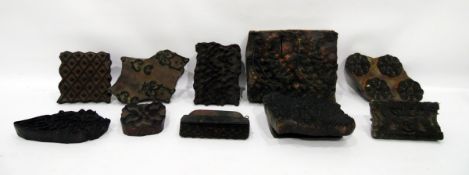 Quantity of old printing blocks, various, possibly for fabric or wallpaper