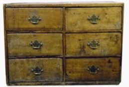 Late 18th/early 19th century pine chest of six drawers with later brass handles