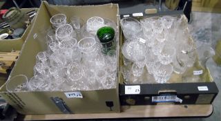 Quantity of cut glass including wines, sherries, liqueurs, brandy balloons, pudding bowls, etc (2
