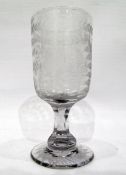 19th century etched goblet, possibly marriage presentation goblet, etched with ferns and other