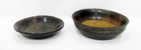 Two old turned wooden bowls