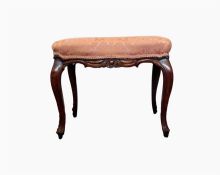 Victorian walnut frame upholstered top stool, on c
