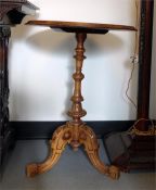 Victorian circular top walnut side table with nume