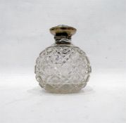 Cut glass and silver-mounted scent bottle, spheric