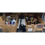 Quantity of assorted metalware including brass can