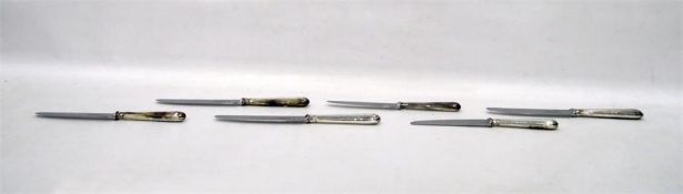 Set of six Garrard & Co steel dinner knives with si