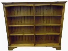 Modern pine six-tier open bookcase with division,