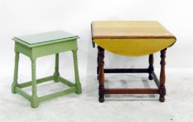 Oak square fall-flap table and a green painted sto