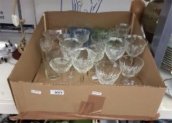 Quantity of glass including cut glass bowls, wines