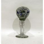 Victorian glass wig stand, baluster form with pape