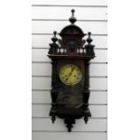 Drop-dial wall clock, the movement in mahogany cas