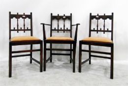 Set of six (4+2) stained beech dining chairs (6)