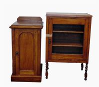 Late Victorian oak pot cupboard, the arched panel
