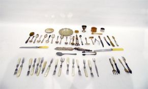 Assorted mother-of-pearl fruit forks and various o
